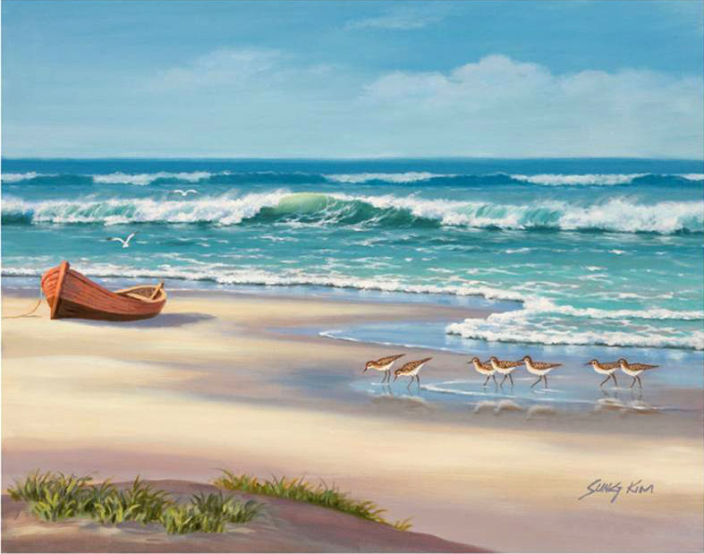 Sandpiper March II painting - Sung Kim Sandpiper March II art painting